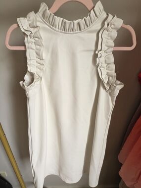 Women's White Ruffle Sleeve Shell Top